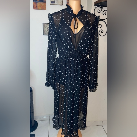 NWT H&M EMBROIDERED DRESS BLACK / DOTTED - Picture 10 of 15